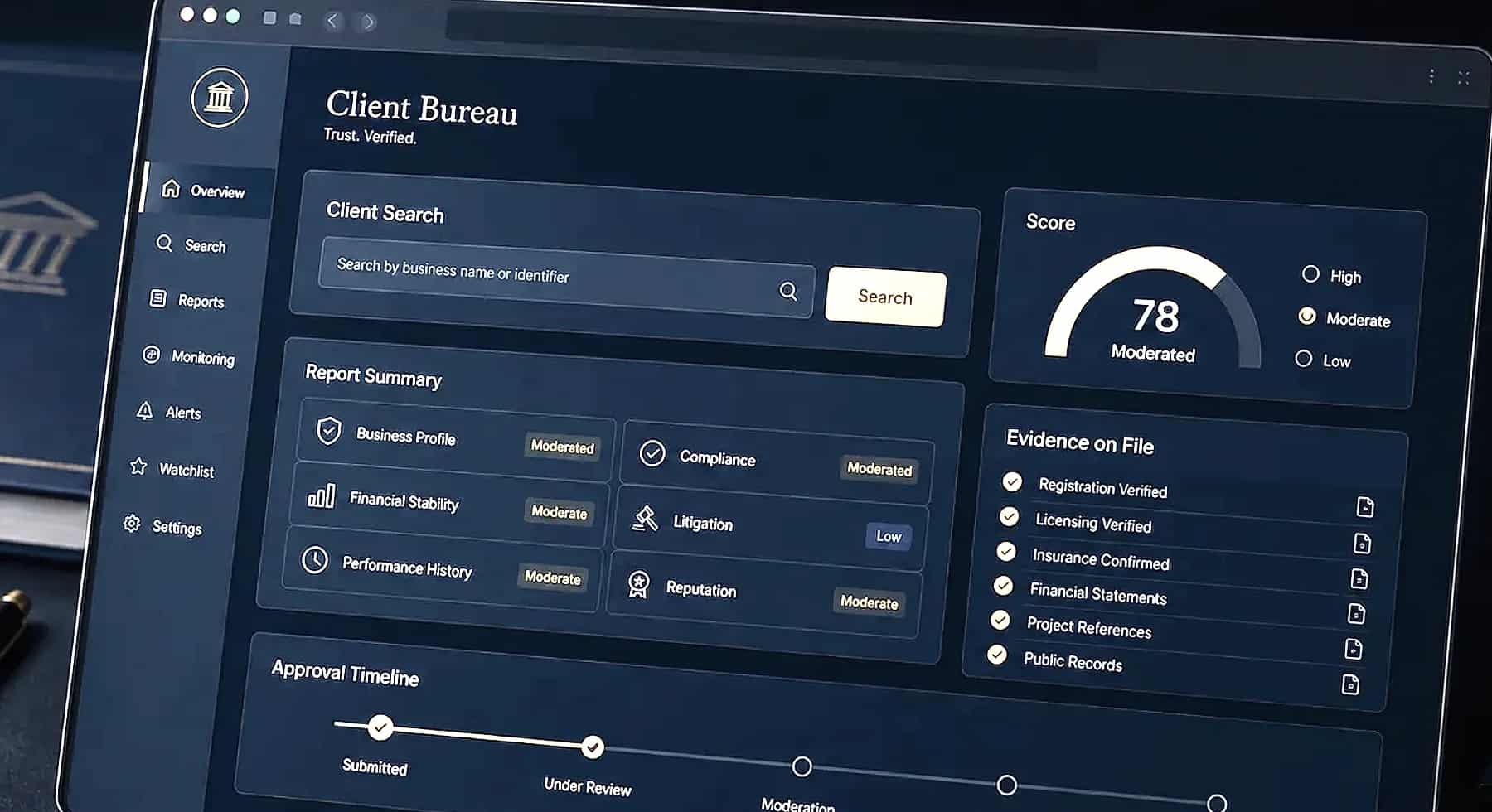 Client Bureau premium platform preview for contractors and service businesses.